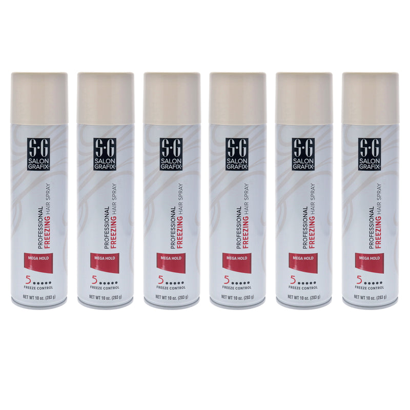 Salon Grafix Freezing Hair Spray - Mega Hold by Salon Grafix for Unisex - 10 oz Hair Spray - Pack of 6