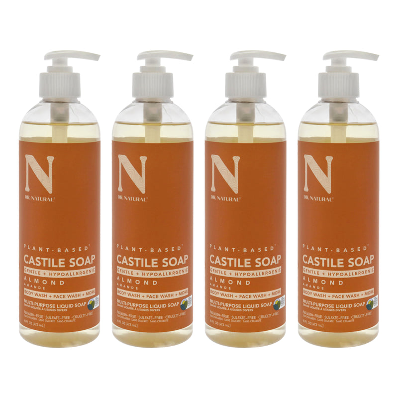 Dr. Natural Castile Liquid Soap - Almond by Dr. Natural for Unisex - 16 oz Soap - Pack of 4