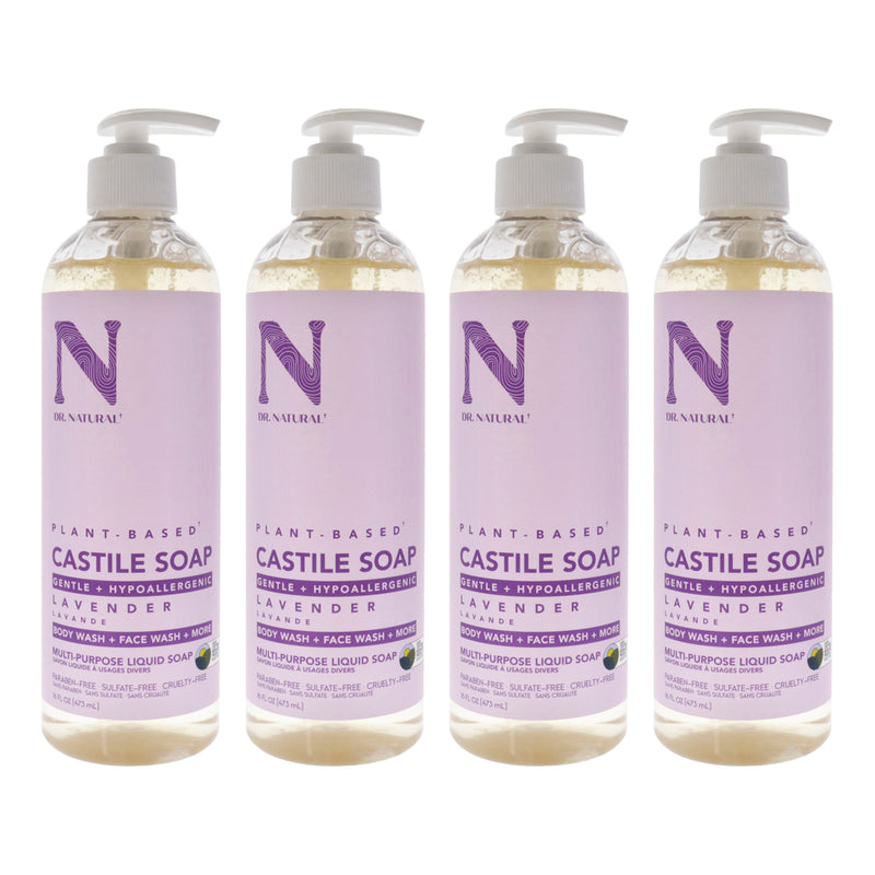 Dr. Natural Castile Liquid Soap - Lavender by Dr. Natural for Unisex - 16 oz Soap - Pack of 4