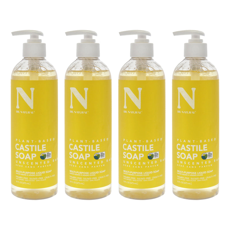 Dr. Natural Castile Liquid Soap - Unscented Baby by Dr. Natural for Unisex - 16 oz Soap - Pack of 4