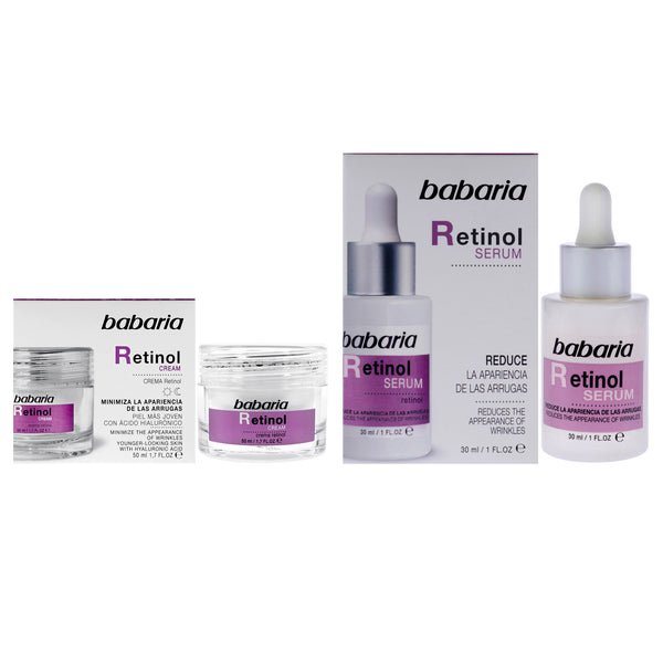 Babaria Retinol Face Kit by Babaria for Women - 2 Pc Kit 1.7oz Face Rejuvenator Cream, 1oz Face Serum