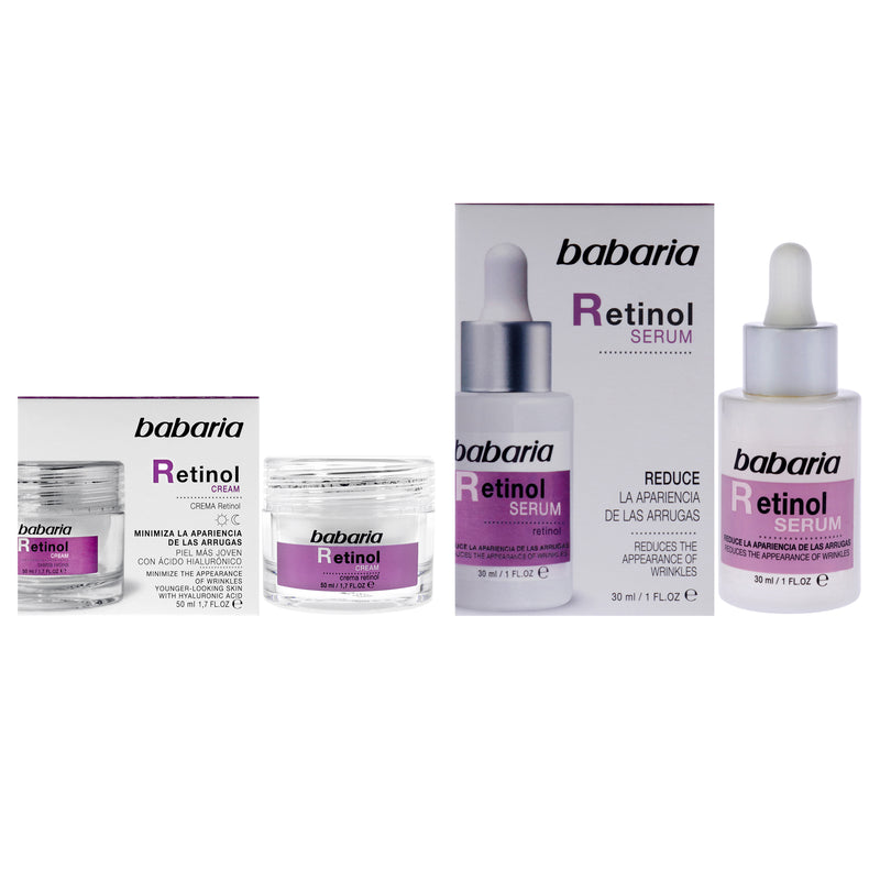 Babaria Retinol Face Kit by Babaria for Women - 2 Pc Kit 1.7oz Face Rejuvenator Cream, 1oz Face Serum