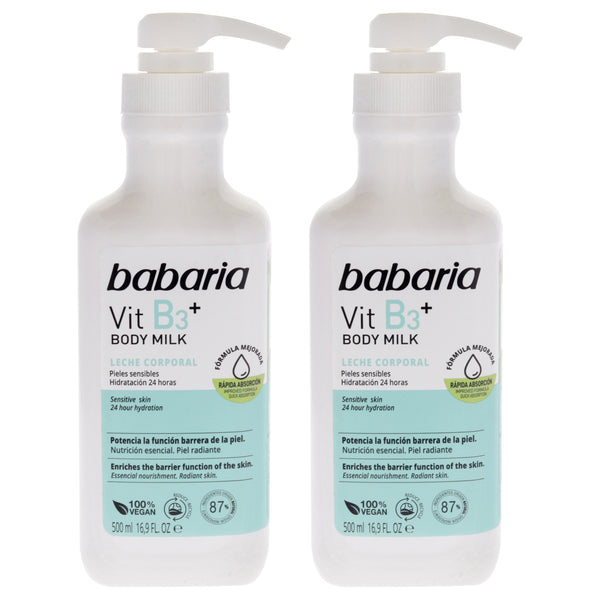 Babaria Vitamin B3 Plus Body Milk by Babaria for Unisex - 16.9 oz Body Milk - Pack of 2