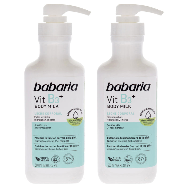 Babaria Vitamin B3 Plus Body Milk by Babaria for Unisex - 16.9 oz Body Milk - Pack of 2