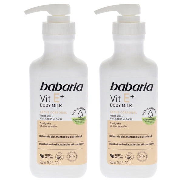 Babaria Vitamin E Plus Body Milk by Babaria for Unisex - 16.9 oz Body Milk - Pack of 2