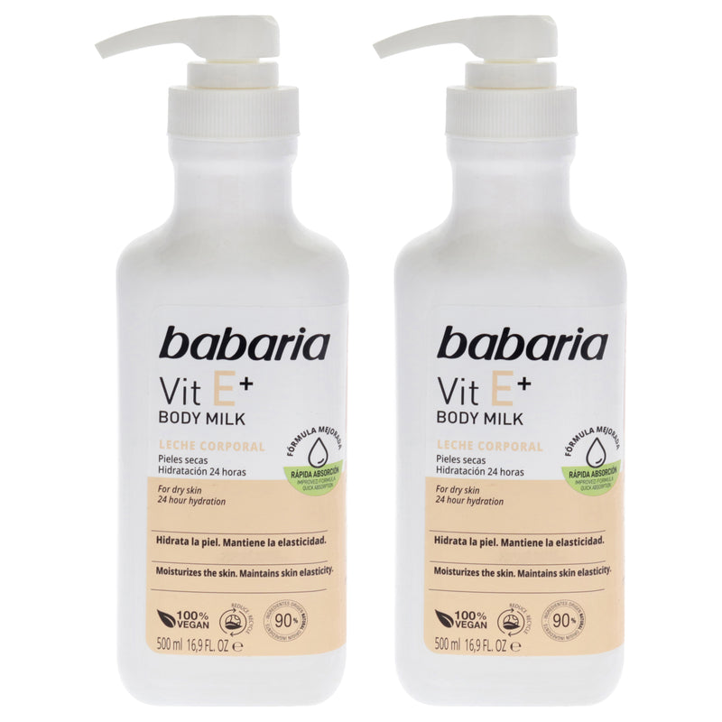 Babaria Vitamin E Plus Body Milk by Babaria for Unisex - 16.9 oz Body Milk - Pack of 2