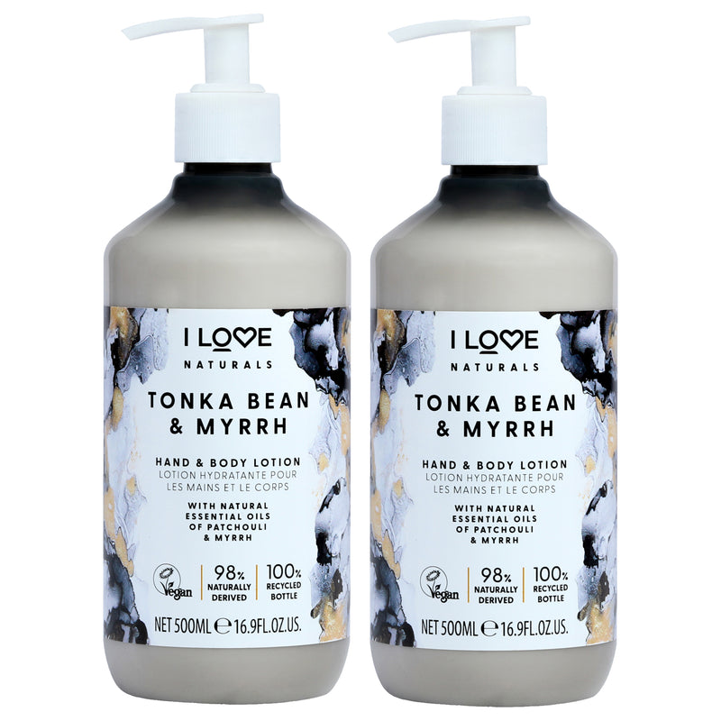 I Love Cosmetics Tonka Bean and Myrrh Hand and Body Lotion by I Love Cosmetics for Women - 16.9 oz Body Lotion - Pack of 2