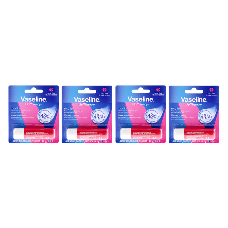 Vaseline Lip Therapy Petroleum Jelly - Rosy by Vaseline for Women - 0.16 oz Lip Balm - Pack of 4