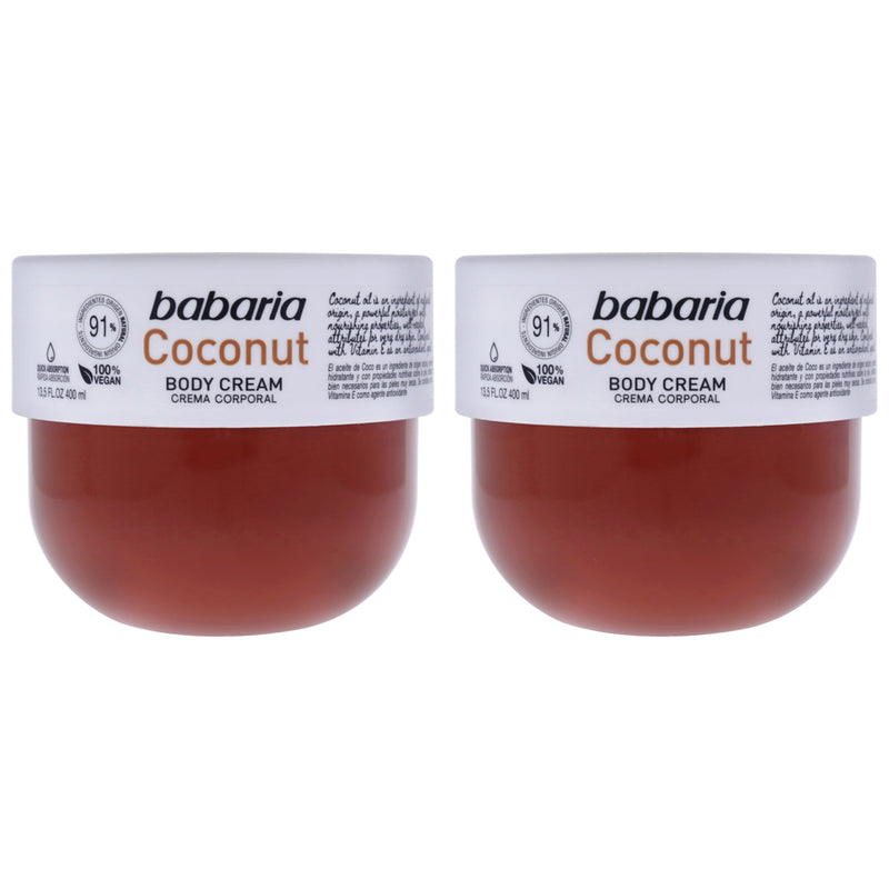 Babaria Coconut Body Cream by Babaria for Unisex - 13.5 oz Body Cream - Pack of 2