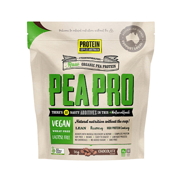 Protein Supplies Australia PeaPro Raw Pea Protein Chocolate 1kg